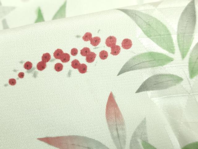 平和屋本店●上質な長襦袢 無双仕立て 南天枝葉文 反端付き 逸品 DZAA6115kh5
