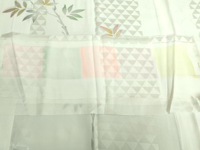 平和屋本店●上質な長襦袢 無双仕立て 南天枝葉文 反端付き 逸品 DZAA6115kh5