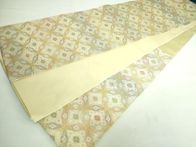 平和屋本店●極上 六通柄袋帯 唐織 七宝花菱文 金糸 やまと誂製 逸品 DZAA6141kh5