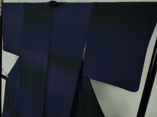 平和屋本店■極上 澤屋重兵衛 小紋 霞文 暈し染め 紺藍色×濃藍色 証紙付き 逸品 DZAA6161kh5