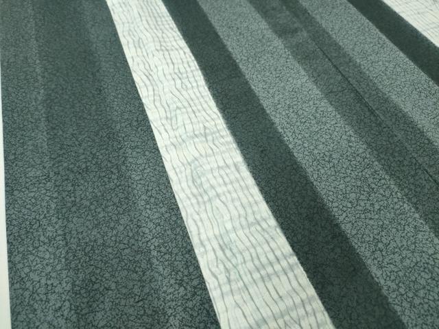 平和屋本店■極上 石川県指定無形文化財 牛首紬 白山工房 手織り 訪問着 杢目しぼり 縞 証紙付き 逸品 DZAA6162kh5
