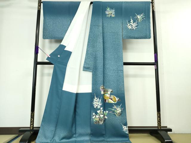 平和屋本店■極上 人間国宝 羽田登喜男 TOKIOetTOKI 訪問着 鴛鴦 花丸文 たたき染め ロング丈 逸品 未使用 DZAA6227kh5