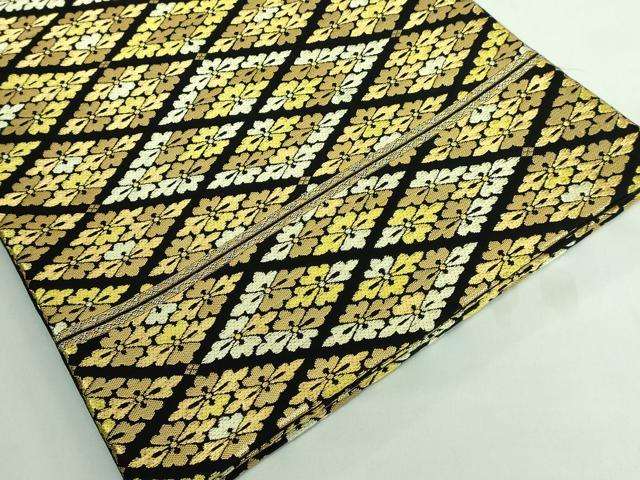 平和屋本店■極上 龍村美術織物 たつむら 六通柄 本袋帯 さいわい花菱錦 黒地 金糸 逸品 DZAA6288kh5