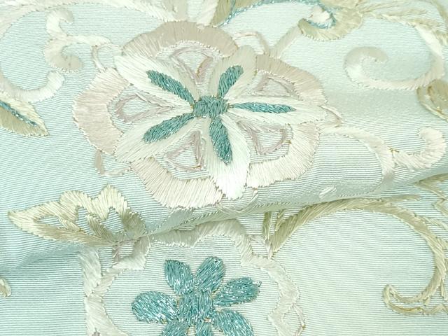 平和屋本店■極上 中国三大刺繍 相良刺繍 総手刺繍 訪問着 花唐草文 白藍色地 暈し染め 銀糸 ロング丈 逸品 DZAA6335kh5