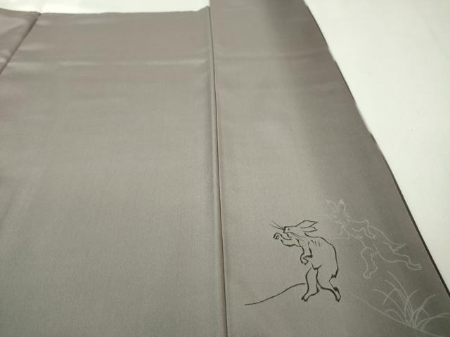 平和屋本店■極上 訪問着 紬地 手描き 鳥獣戯画 暈し染め 金彩 逸品 DZAA6340kh5
