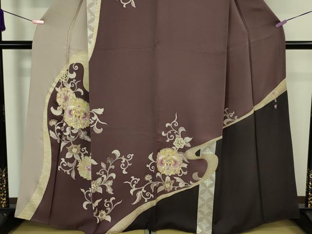 平和屋本店■極上 訪問着 帝王紫 駒刺繍 双鳥正倉院花文 金糸 逸品 DZAA6349kh5