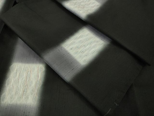 平和屋本店*極上 夏物 十日町 名門青柳謹製 櫛引織 赤城紬 紗紬 草木染 間道 黒地 逸品 未使用 DZAA6361kh5