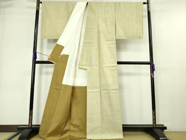 平和屋本店■極上 本場結城紬 重要無形文化財 80亀甲 飛び亀甲柄 亜麻色地 大丸扱い 証紙付き 逸品 未使用 DZAA6374kh5
