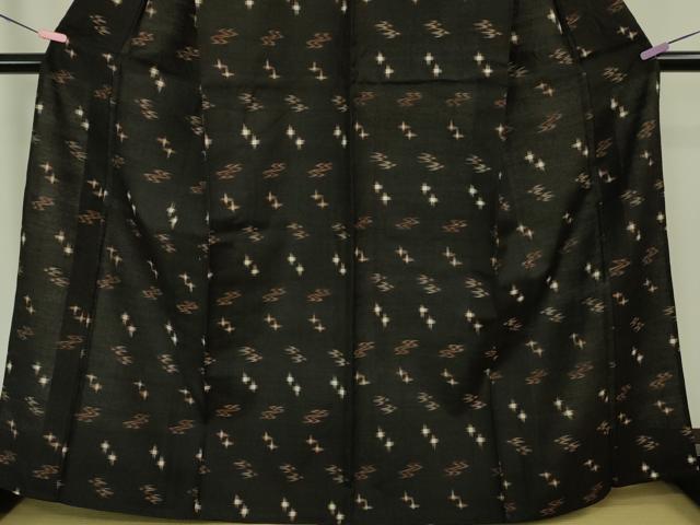 平和屋本店▽極上 国指定重要無形文化財 本場久米島紬 手織 単衣 逸品 DZAA6384kh5