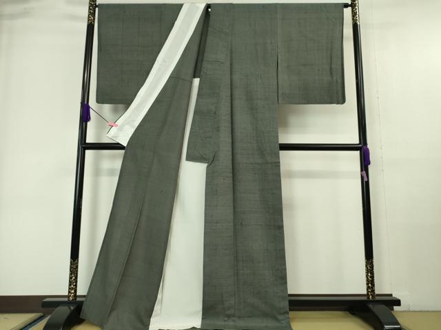 平和屋本店▽極上 紬 単衣 横縞 藍墨茶色地 逸品 DZAA6387kh5
