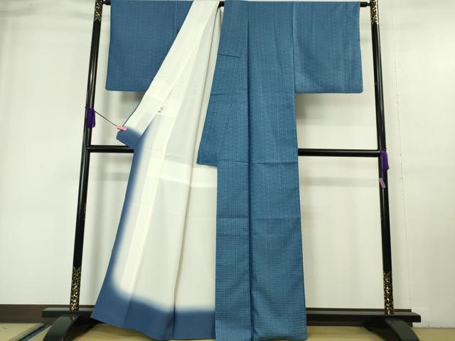 平和屋本店●極上 紬 花織 藍香房 天然藍染 逸品 DZAA6388kh5