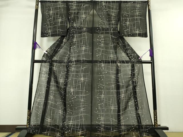 平和屋本店*極上 夏物 絹芭蕉 紗紬 蜻蛉 とんぼ 黒地 逸品 DZAA6436kh5