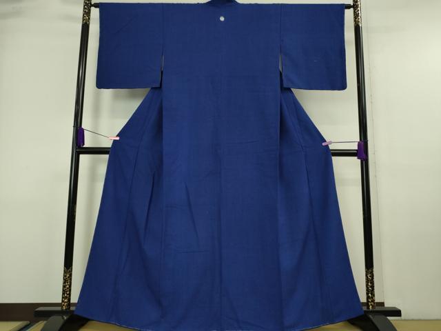 平和屋本店■極上 経節紬 色無地 アイアンブルー色 逸品 未使用 DZAA6444kh5