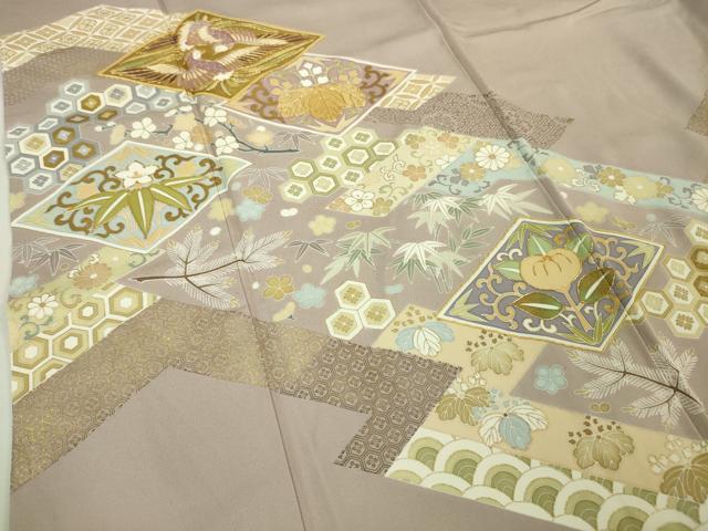 平和屋本店■極上 創業460年・千總 色留袖 駒刺繍 双鳥吉祥花文 薄柿色地 金彩 三越扱い 逸品 DZAA6446kh5
