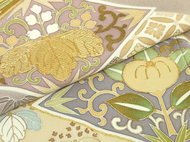 平和屋本店■極上 創業460年・千總 色留袖 駒刺繍 双鳥吉祥花文 薄柿色地 金彩 三越扱い 逸品 DZAA6446kh5