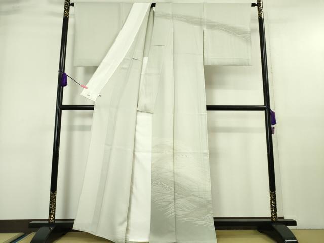 平和屋本店■極上 創業460年・千總 訪問着 単衣 駒刺繍 立波文 青磁鼠色地 暈し染め 金彩 三越扱い 逸品 DZAA6447kh5