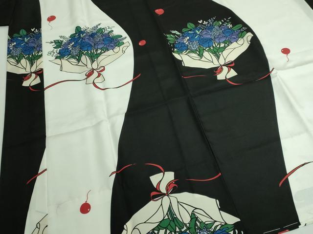 平和屋本店■上質な長襦袢 無双仕立て 花束 青薔薇 やまと誂製 逸品 未使用 DZAA6494kh5