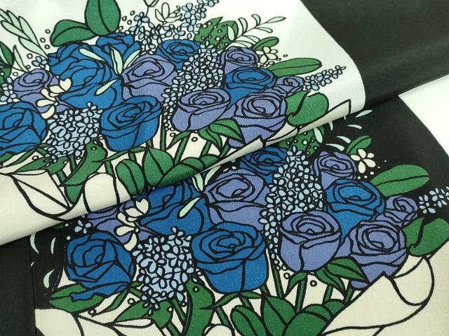 平和屋本店■上質な長襦袢 無双仕立て 花束 青薔薇 やまと誂製 逸品 未使用 DZAA6494kh5