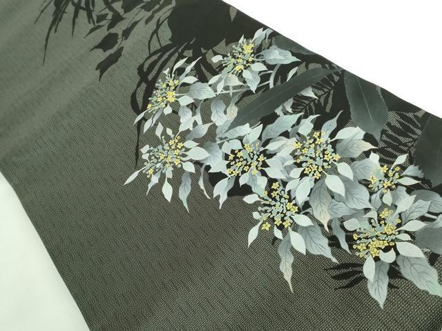平和屋本店■極上 太鼓柄袋帯 大島紬美術館 枝花文 古代染色純食物染 黒地 銀彩 証紙付き 逸品 DZAA6497kh5