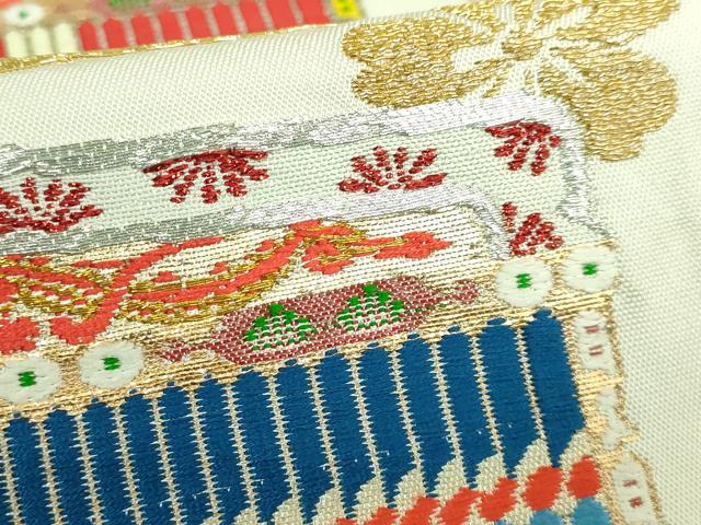 平和屋本店●極上 太鼓柄 本袋帯 龍村平蔵柄 威毛錦 金銀糸 逸品 DZAA6504kh5