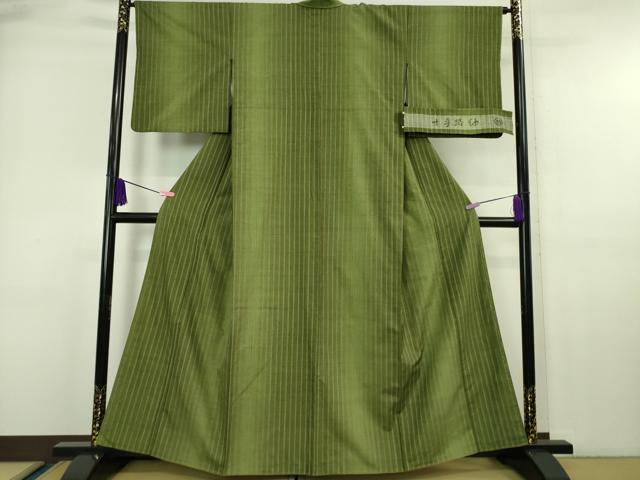 平和屋本店■希少 士乎路紬 加納別誂 間道 反端付き 逸品 DZAA6555kh5