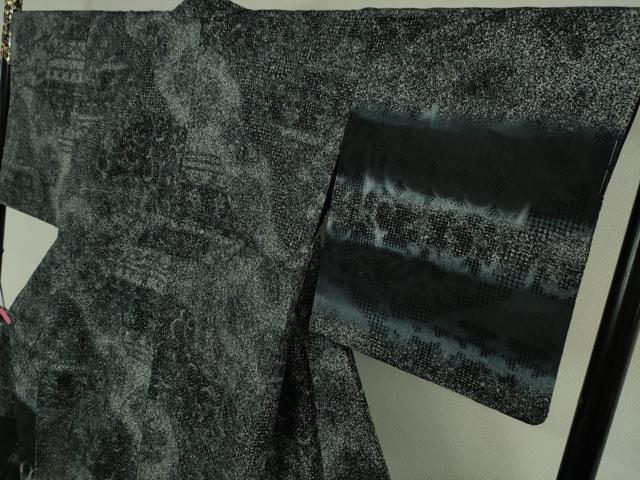 平和屋本店■極上 中国三大刺繍 スワトウ刺繍 汕頭刺繍 訪問着 藍 花唐草地紋 変わり市松 たたき染め 逸品 DZAA6565kh5