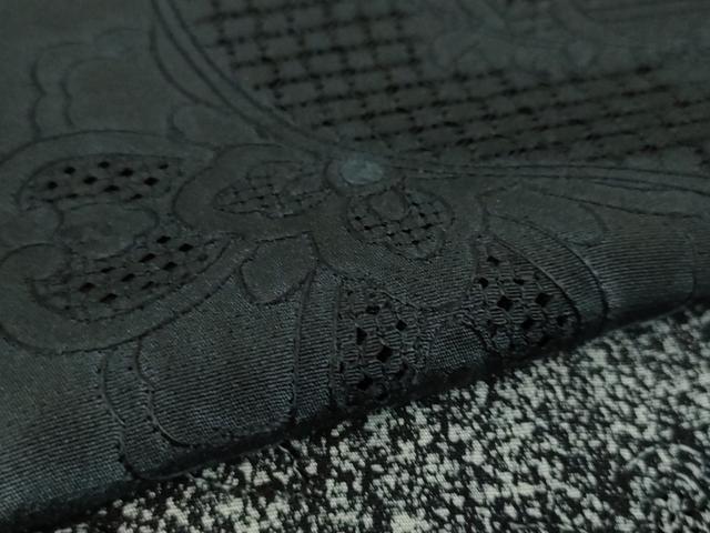 平和屋本店■極上 中国三大刺繍 スワトウ刺繍 汕頭刺繍 訪問着 藍 花唐草地紋 変わり市松 たたき染め 逸品 DZAA6565kh5