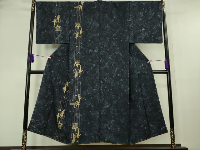 平和屋本店■極上 男性 訪問着 バンド ピアノ ドラム トランペット コントラバス 金彩 逸品 未使用 DZAA6576kh5
