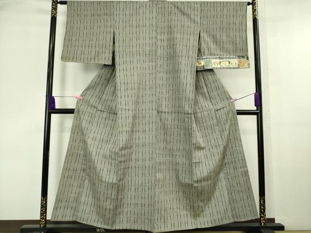 平和屋本店▽極上 本場結城紬 重要無形文化財 単衣 間道 証紙付き 逸品 未使用 DZAA6577kh5