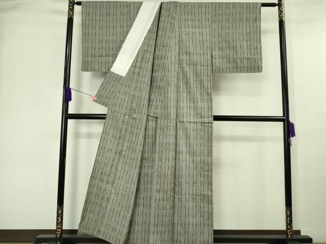 平和屋本店▽極上 本場結城紬 重要無形文化財 単衣 間道 証紙付き 逸品 未使用 DZAA6577kh5