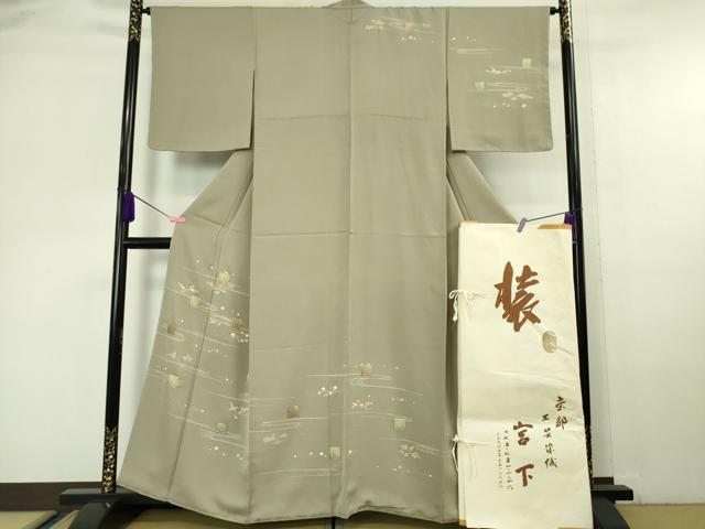 平和屋本店■極上 工芸染織 宮下謹製 訪問着 源氏香 竜田川 灰汁色地 金彩 たとう紙付き 逸品 未使用 DZAA6581kh5