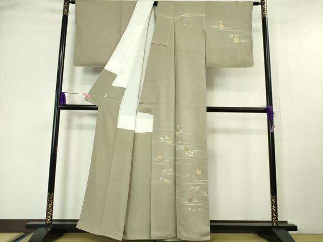 平和屋本店■極上 工芸染織 宮下謹製 訪問着 源氏香 竜田川 灰汁色地 金彩 たとう紙付き 逸品 未使用 DZAA6581kh5