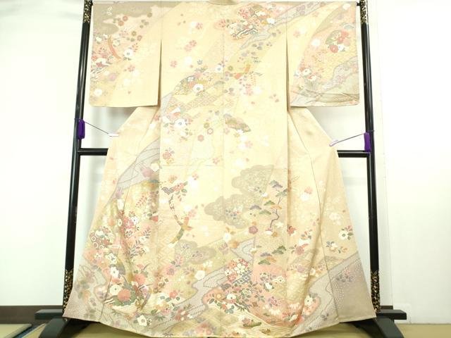 平和屋本店●極上 訪問着 友禅 吉祥花文 金彩 逸品 未使用 DZAA6594kh5