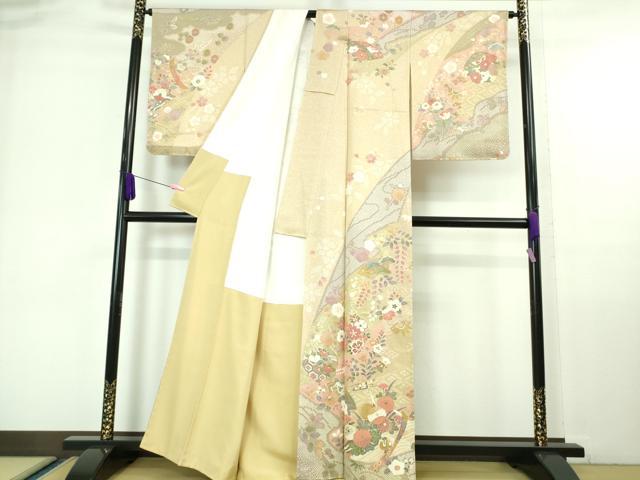 平和屋本店●極上 訪問着 友禅 吉祥花文 金彩 逸品 未使用 DZAA6594kh5