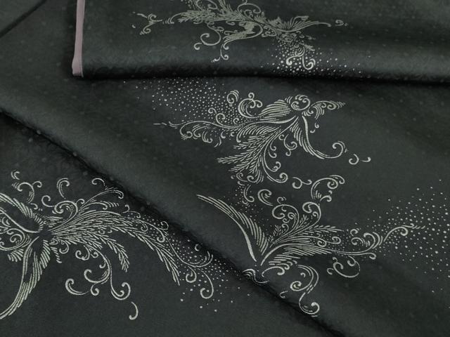 平和屋本店●極上 小紋 鳳凰 銀彩 青褐色地 逸品 DZAA6599kh5