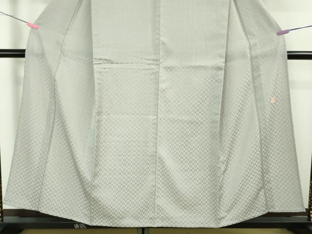 平和屋本店■極上 お召 花織 単衣 作家物 牡丹鼠色地 逸品 DZAA6618kh5