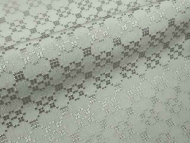 平和屋本店■極上 お召 花織 単衣 作家物 牡丹鼠色地 逸品 DZAA6618kh5