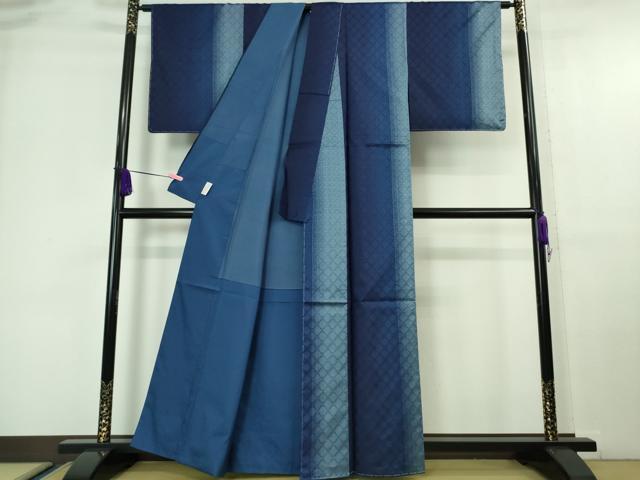 平和屋本店■極上 藍造り国選定無形文化財 藍師・佐藤昭人 紬 花織 天然阿波藍 証紙付き 逸品 未使用 DZAA6634kh5