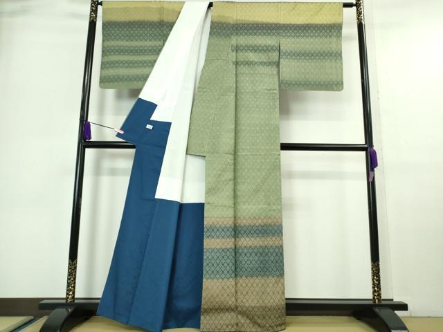 平和屋本店■超希少 日本工芸会正会員 秋山眞和 綾の手紬 訪問着 手織 本藍染 逸品 DZAA6639kh5