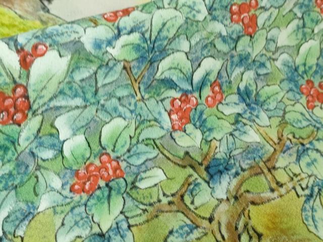 平和屋本店■極上 振袖 手描き 孔雀 尾長鳥 鴛鴦 花 仮絵羽 逸品 未使用 DZAA6650kh5