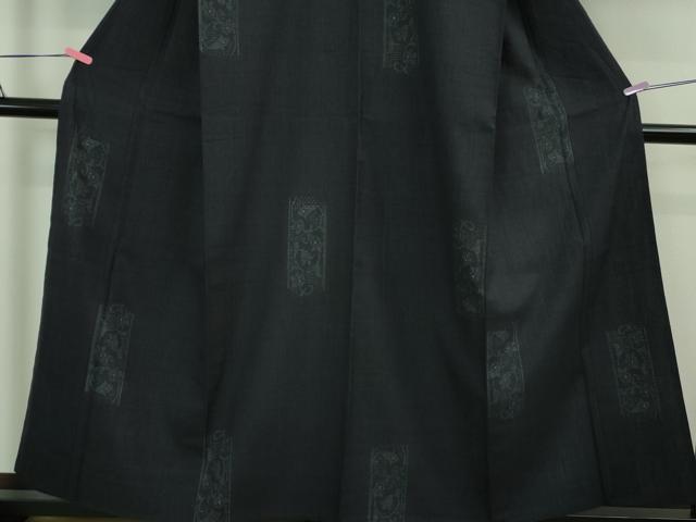 平和屋本店■極上 本場結城紬 重要無形文化財 単衣 80亀甲 短冊花文 井上商事謹製 濃藍色地 証紙付き 逸品 DZAA6674kh5