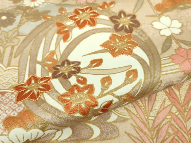 平和屋本店■極上 訪問着 単衣 駒刺繍 風景吉祥花文 象牙色地 金彩 ますいわ屋扱い 逸品 DZAA6676kh5