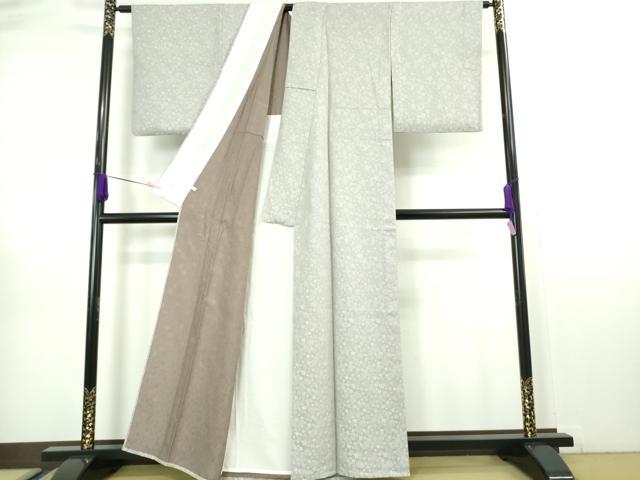 平和屋本店▽極上 お召・長襦袢セット はちす織 単衣 オーロラ両面染め 雪輪 三日月 舞桜 反端付き 逸品 DZAA6682kh5