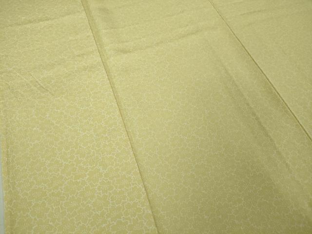 平和屋本店■極上 小紋 単衣 桜尽くし 女郎花色地 反端付き 逸品 未使用 DZAA6691kh5