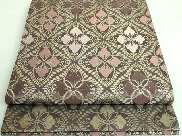 平和屋本店■極上 洛風林 工芸帯地 太鼓柄袋帯 花菱文 金糸 逸品 DZAA6701kh5