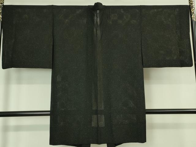 平和屋着物▽極上 長羽織 スリーシーズン 春夏秋 塵除け 黒地 銀通し地 反端付き 逸品 DZAA6806kh5