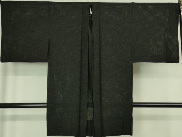 平和屋着物▽極上 長羽織 スリーシーズン 春夏秋 塵除け 黒地 銀通し地 反端付き 逸品 DZAA6806kh5
