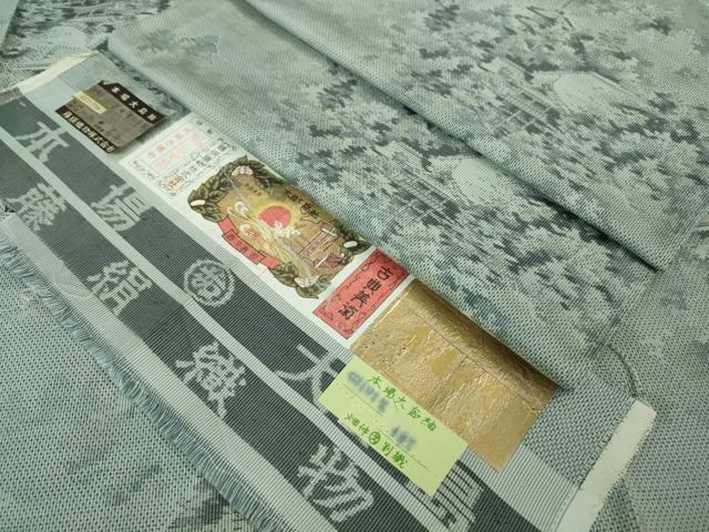 平和屋着物■極上 都喜ヱ門 本場大島紬 単衣 清水寺朝景色 畑仲別織 藤絹織物謹製 証紙付き 逸品 未使用 DZAA6821kh5