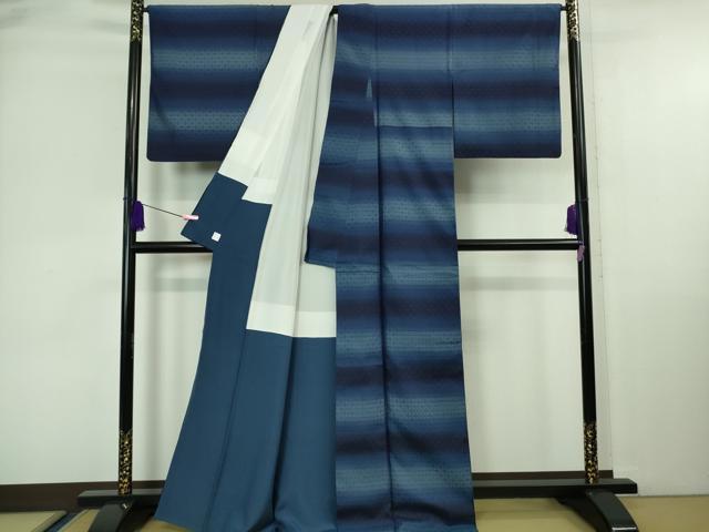 平和屋本店●極上 藍造り国選定無形文化財 藍師・佐藤昭人 藍香房 紬 花織 逸品 DZAA6828kh6