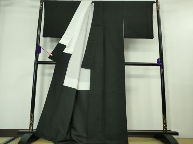 平和屋着物■極上 結城紬 色無地 黒地 逸品 DZAA6836kh5
